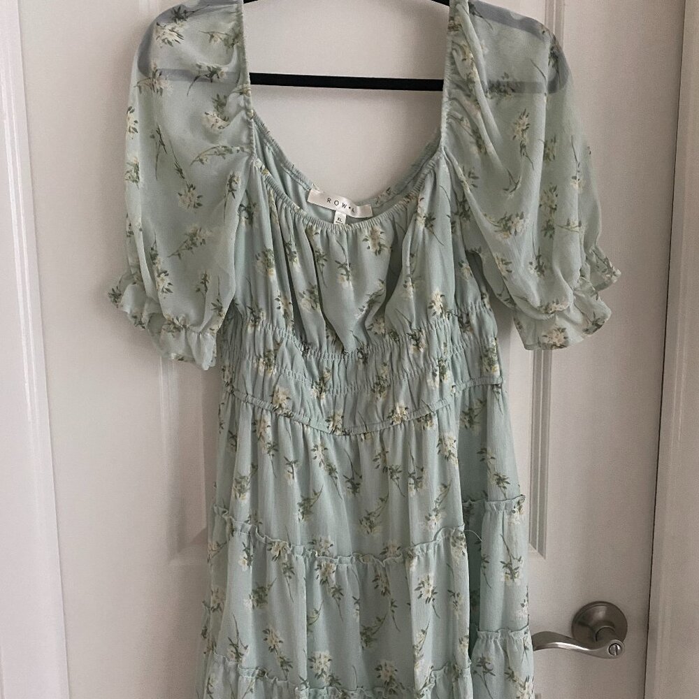 Row•A Nordstrom teal Mini Green Flora Dress (XL)